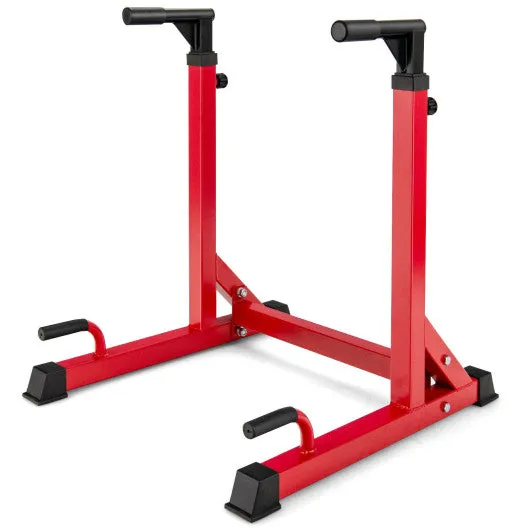 Adjustable Dip Bar with 10 Height Levels-Red