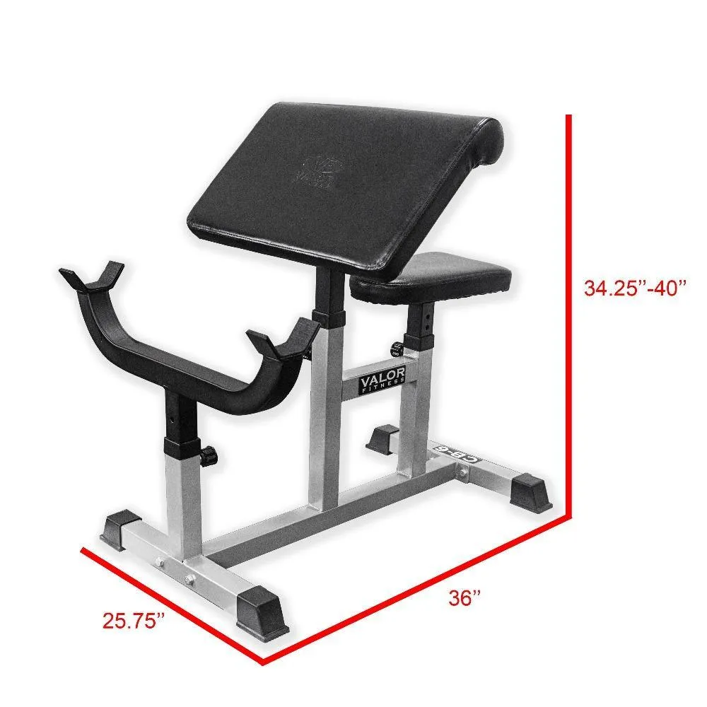 Adjustable Seated Preacher Curl Bench