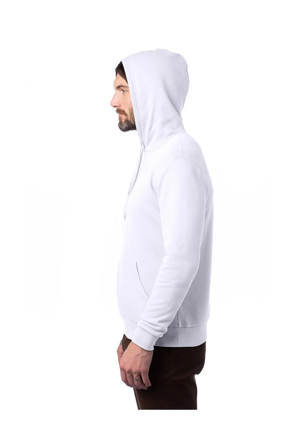 Alternative Mens Eco Cozy Fleece Hooded Sweatshirt Hoodie w/ Pouch Pocket - White