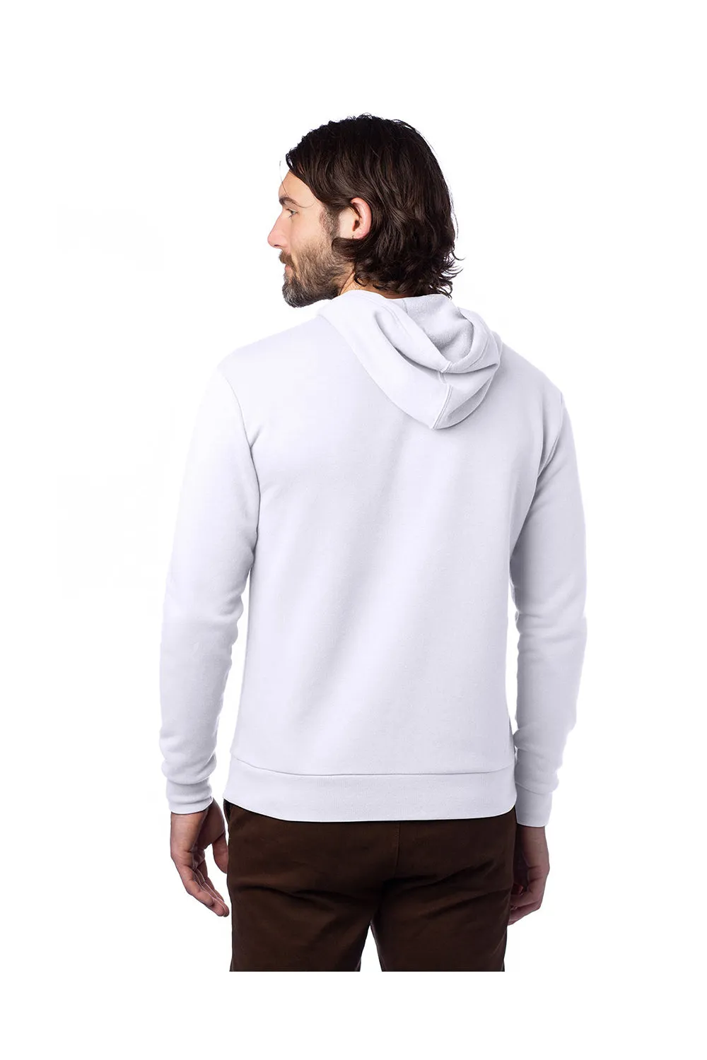 Alternative Mens Eco Cozy Fleece Hooded Sweatshirt Hoodie w/ Pouch Pocket - White