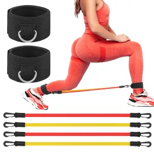 Ankle Resistance Bands w/Cuffs - Ankle Strap*2, 10 LB Resistance Band*4