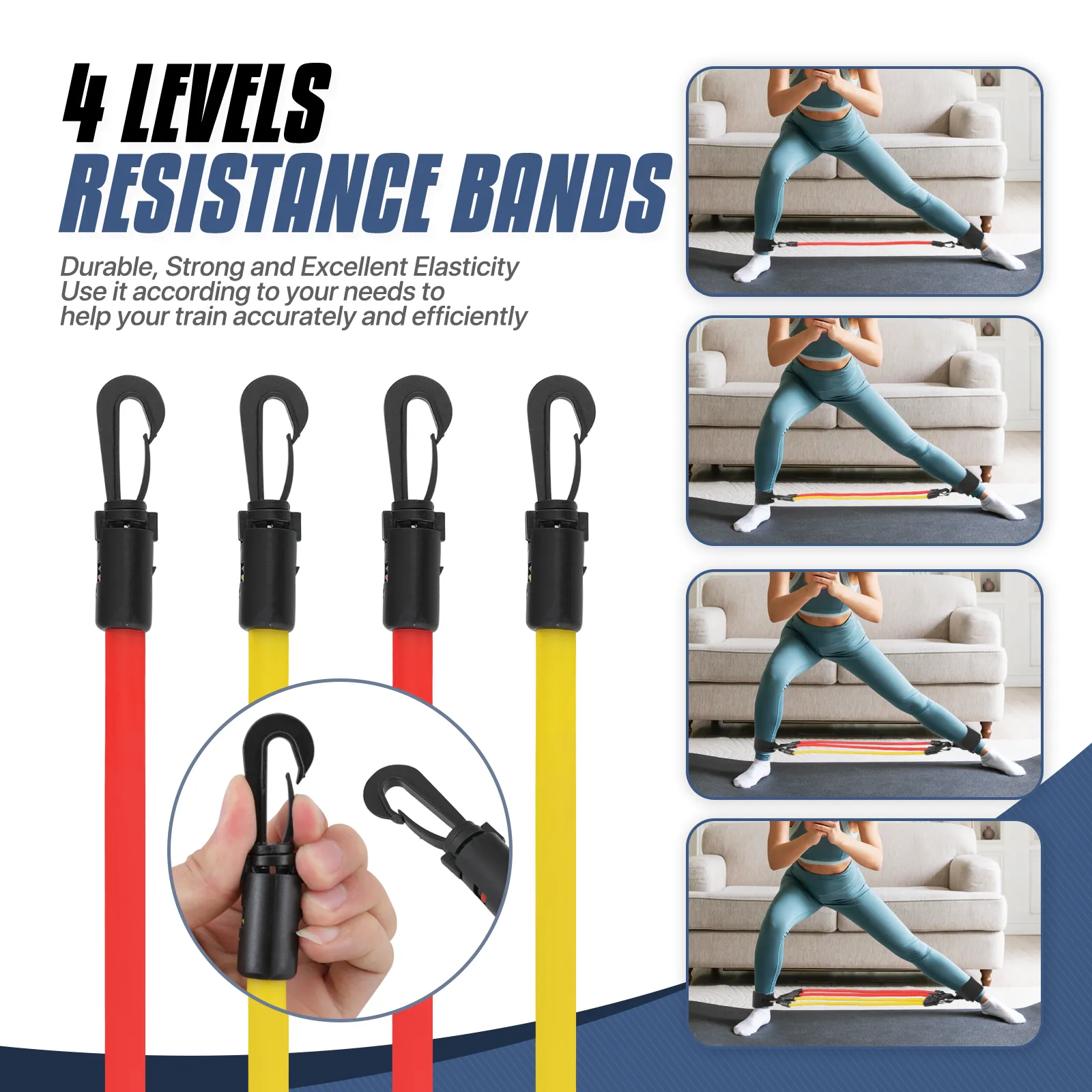 Ankle Resistance Bands w/Cuffs - Ankle Strap*2, 10 LB Resistance Band*4