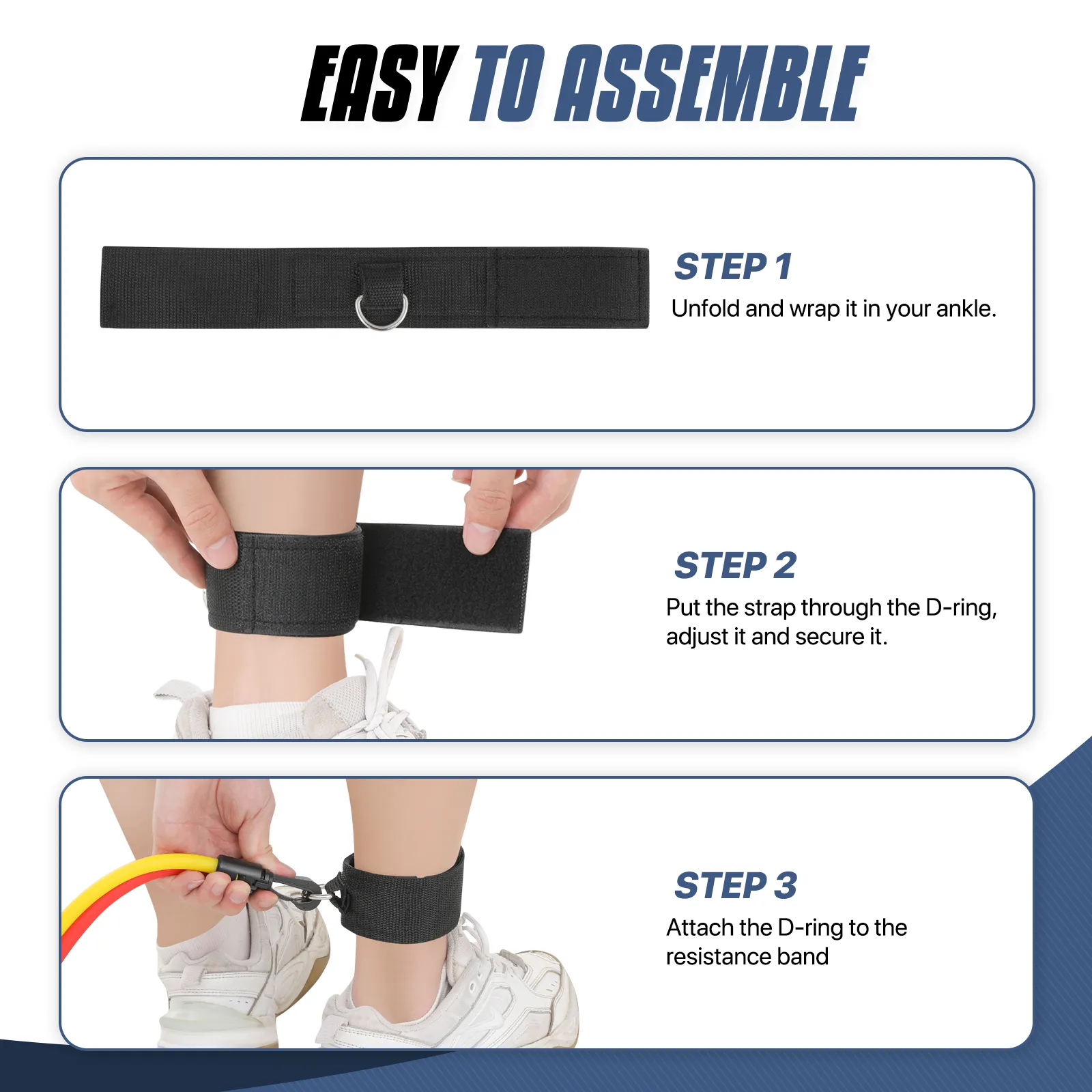 Ankle Resistance Bands w/Cuffs - Ankle Strap*2, 10 LB Resistance Band*4