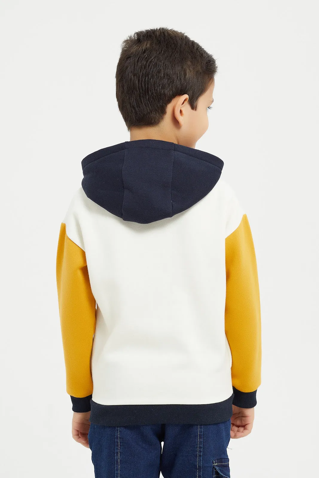 Boys White 28 Embroidery Hooded Sweatshirt