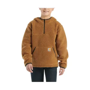 Carhartt Boys' Long Sleeve Fleece Hooded Half Zip Sweatshirt - Brown