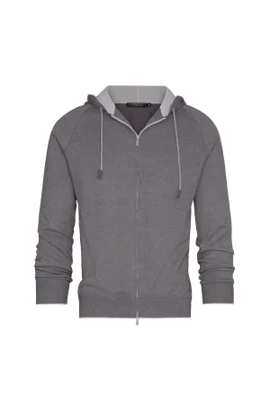 Cashmere-Blend Knit Hooded Sweater & Jogger in Medium Grey