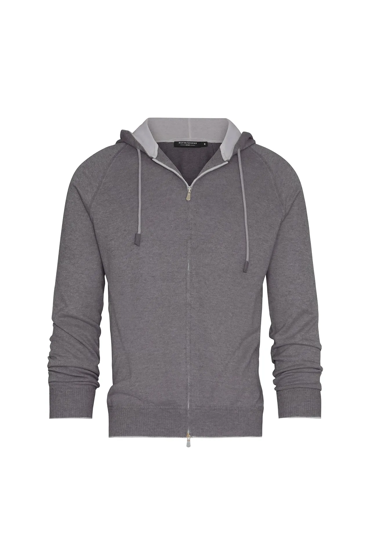 Cashmere-Blend Knit Hooded Sweater & Jogger in Medium Grey