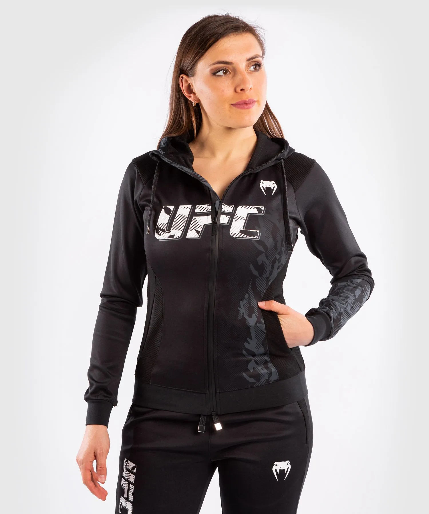 CLEARANCE UFC VENUM VNMUFC--00027-001 AUTHENTIC FIGHT WEEK WOMEN'S ZIP HOODIE Size XXS-XXL Black