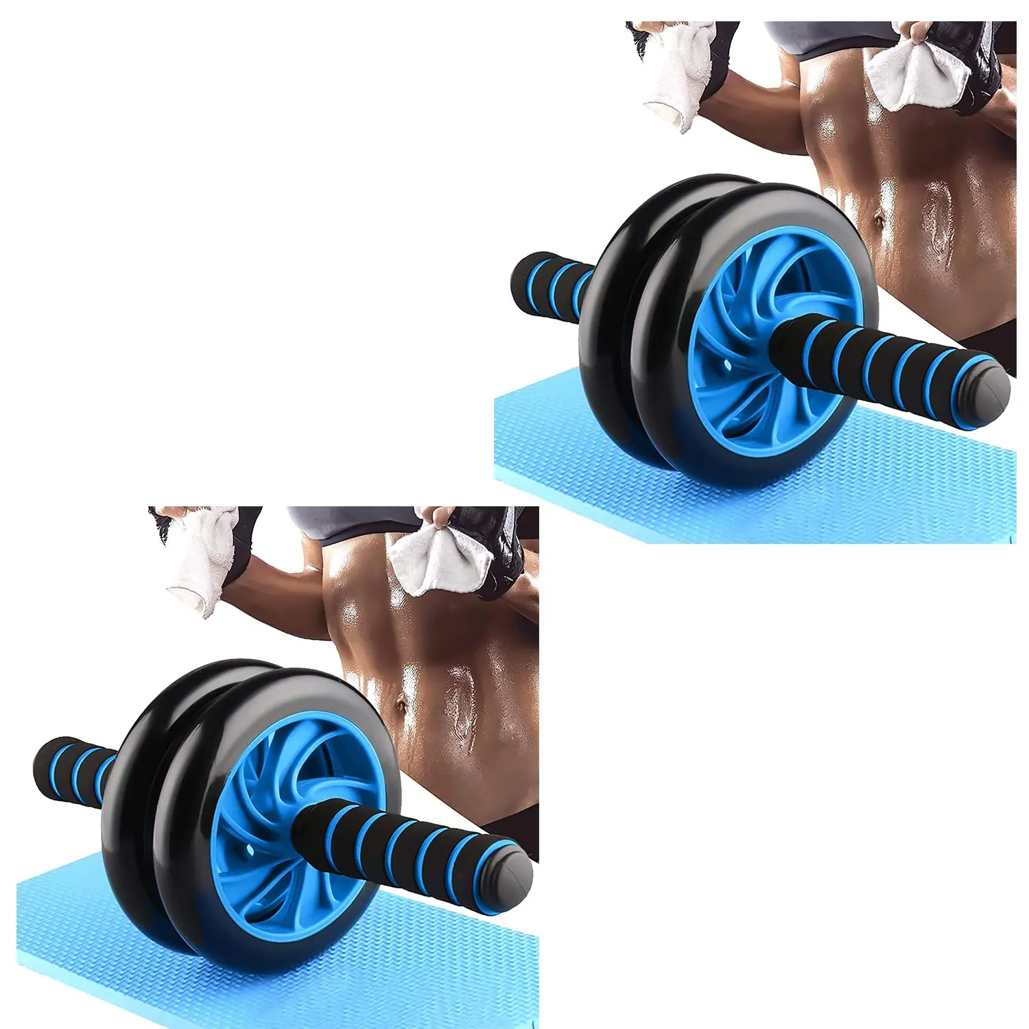 Double Ab WheelRoller With Knee Pad|Abs Roller|Exercise Roller Wheel (Pack of 2)