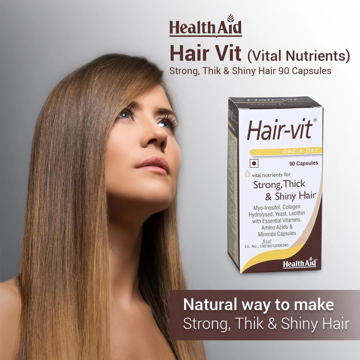 HealthAid I Hair-vit I Multivitamins for Hair I 90 Capsules