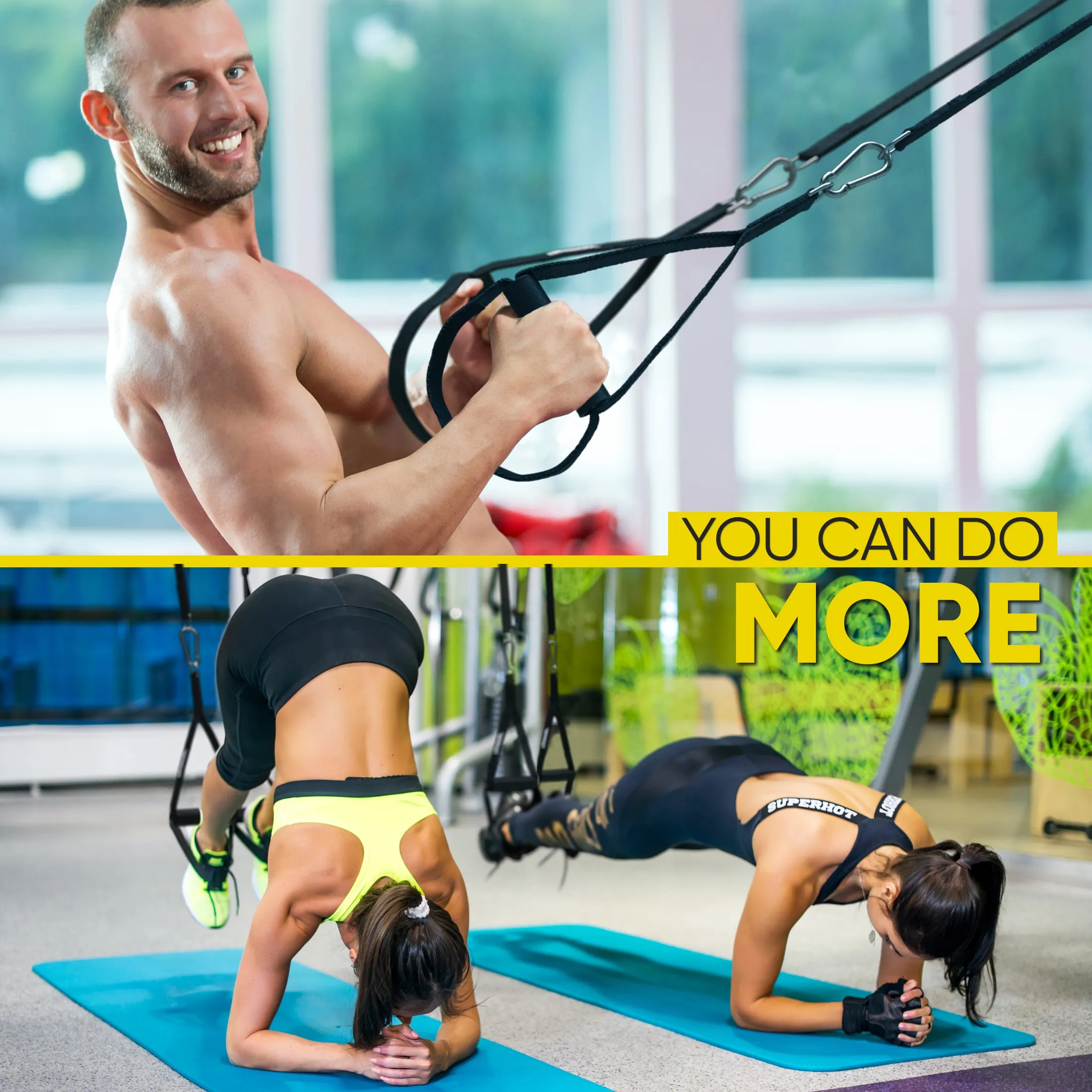 Home Gym Suspension Trainer Resistance Exercise Full Body Workout with X-mount