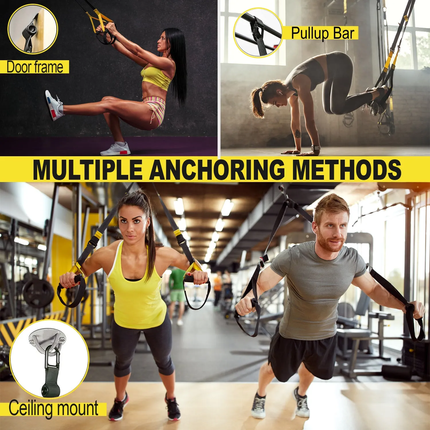 Home Gym Suspension Trainer Resistance Exercise Full Body Workout with X-mount