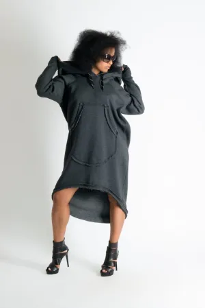 Hooded Dress Ribbed Edge MELINDA