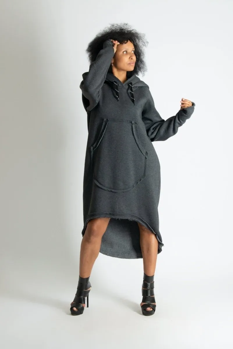 Hooded Dress Ribbed Edge MELINDA