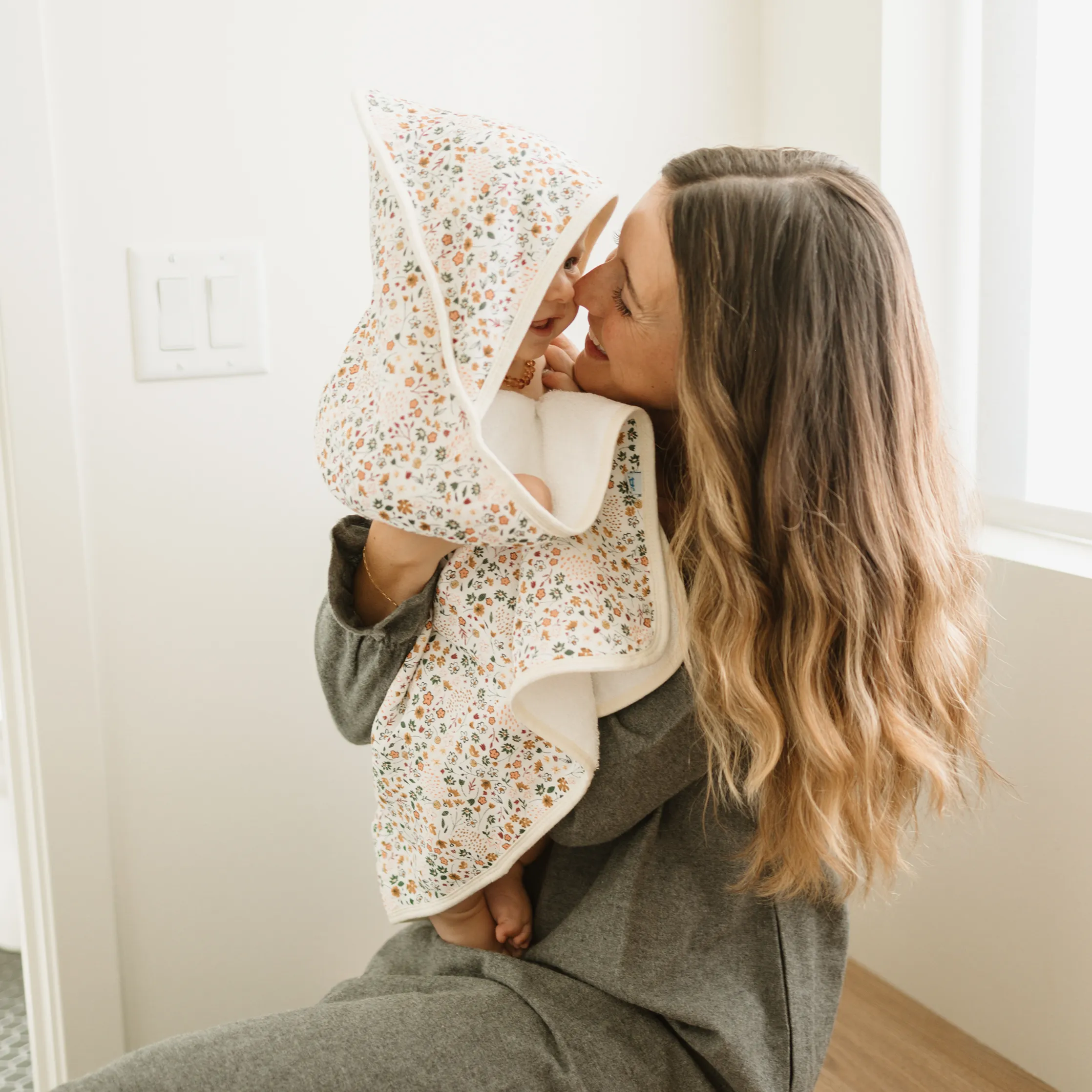 Infant Hooded Towel - Pressed Petals