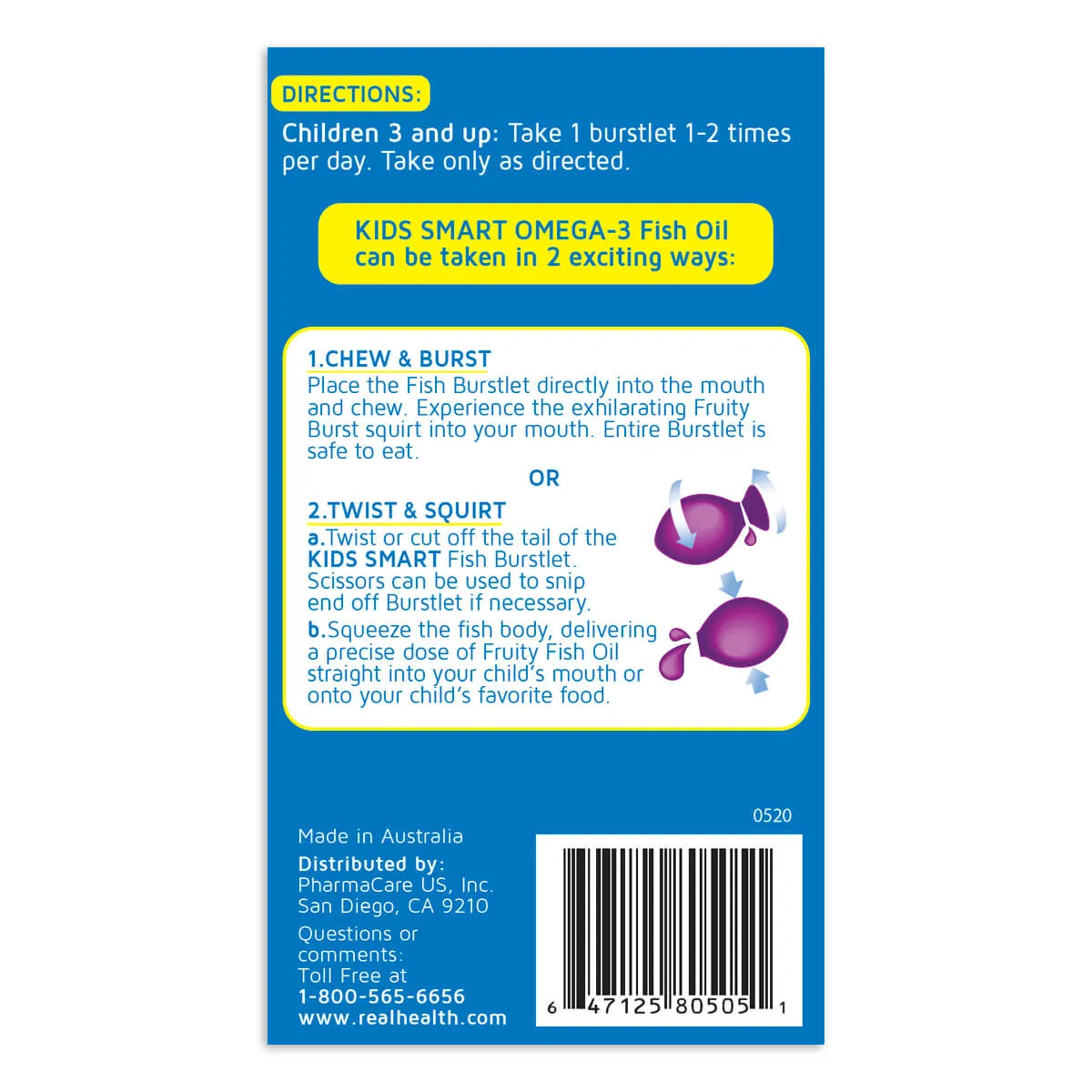 Kids Smart Hi DHA Omega-3 Fish Oil Chewable Burstlets – 30ct