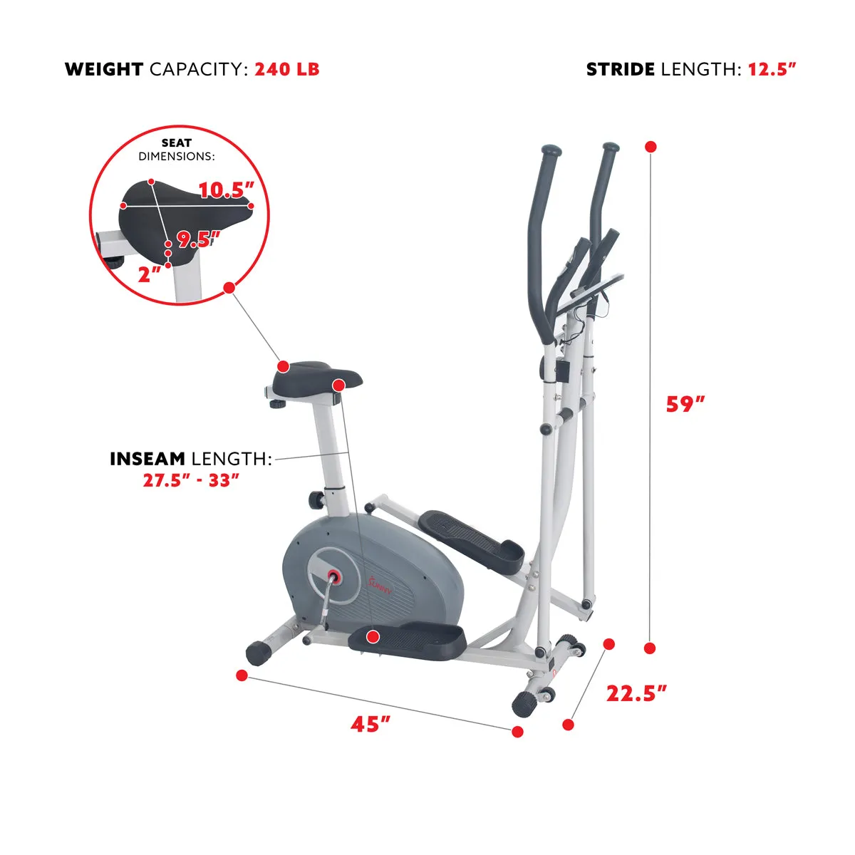 Magnetic Elliptical Bike - 2 in 1 Elliptical Upright Bike