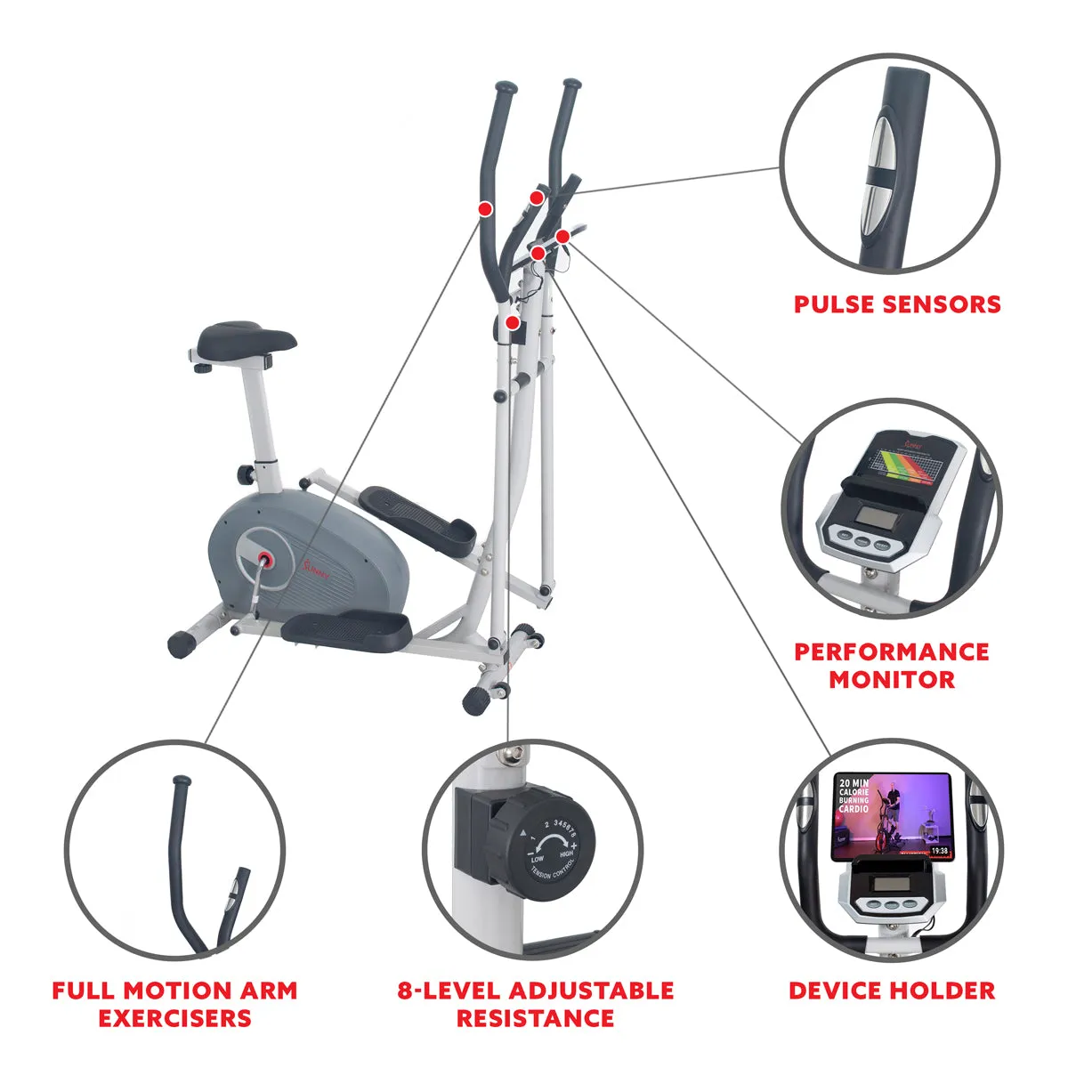 Magnetic Elliptical Bike - 2 in 1 Elliptical Upright Bike