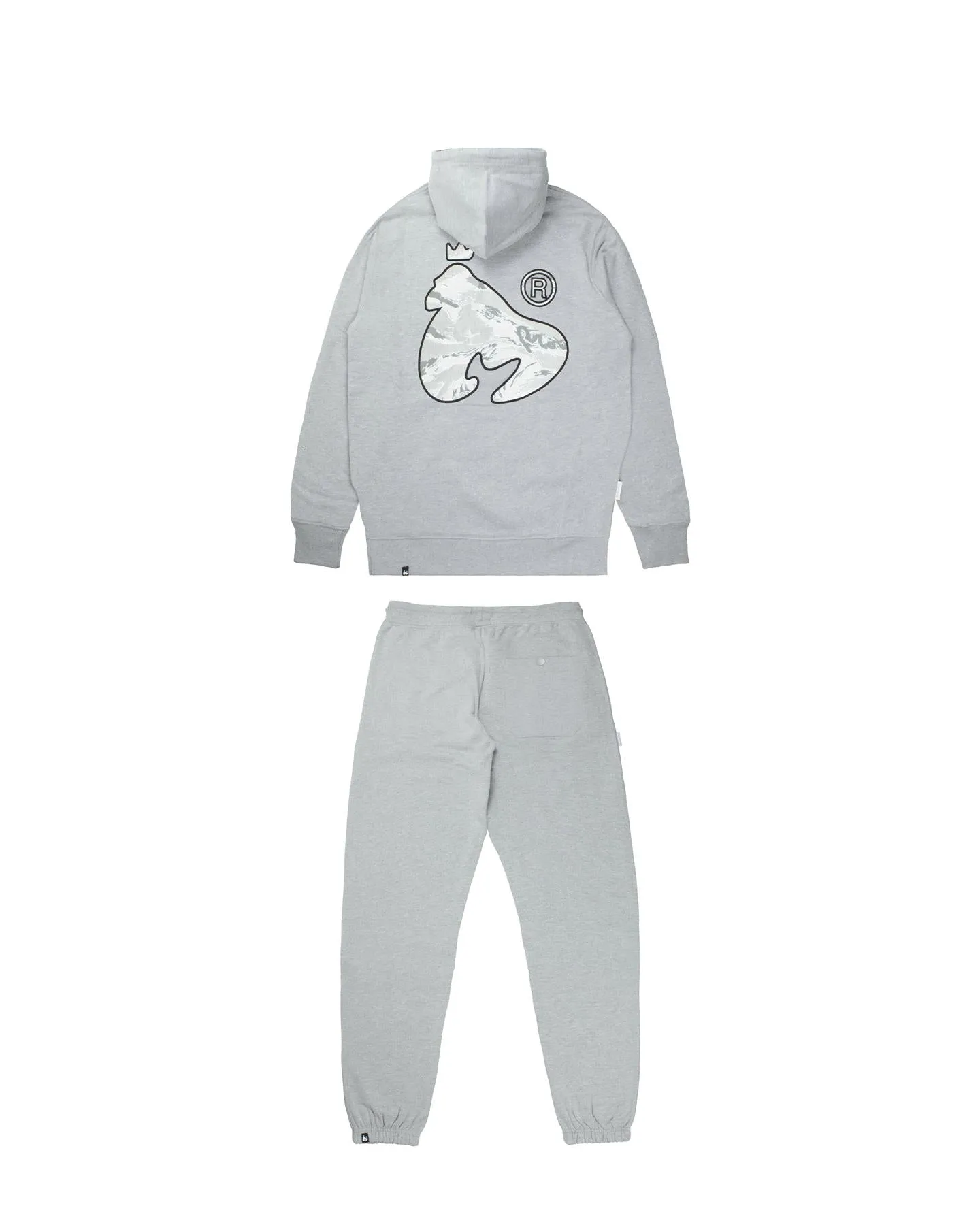 Money Camo Fill Hood Tracksuit Grey Melange