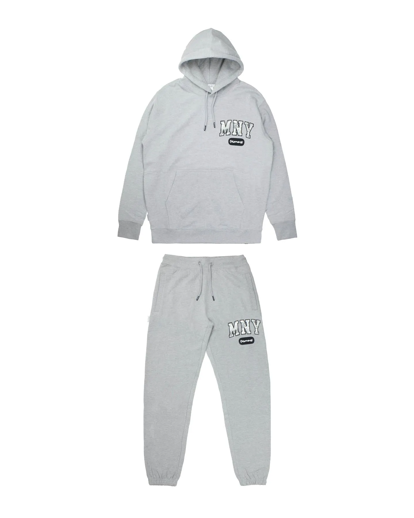 Money Camo Fill Hood Tracksuit Grey Melange