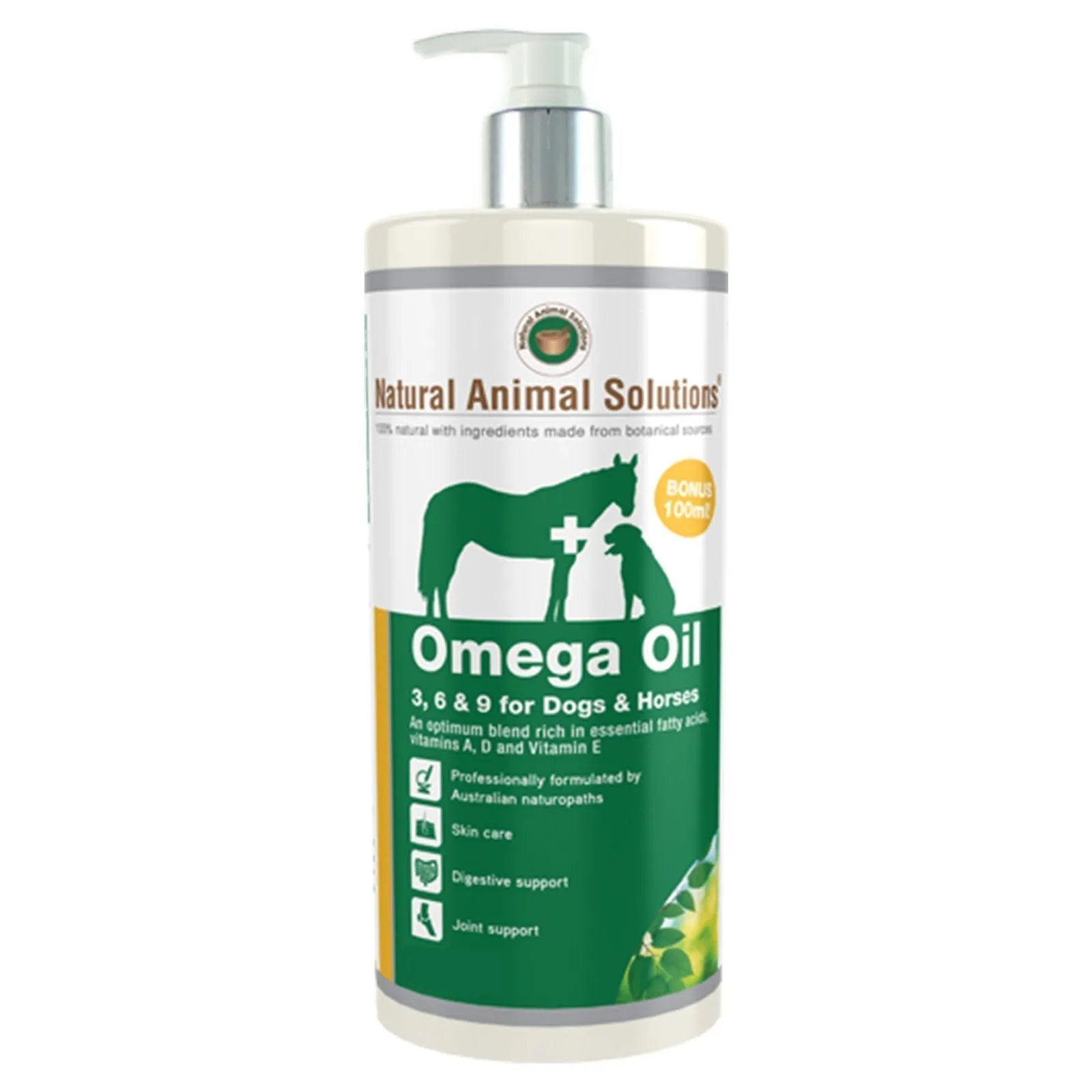 Natural Animal Solutions Omega Oil Supplement for Dogs and Horses 1L