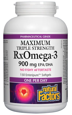 Natural Factors Maximum Triple Strength RxOmega-3 900mg 150 Enteric Coated Softgels