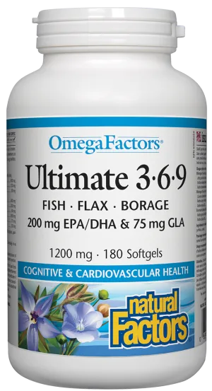 Natural Factors OmegaFactors Ultimate 3.6.9 1200mg 180 Softgels