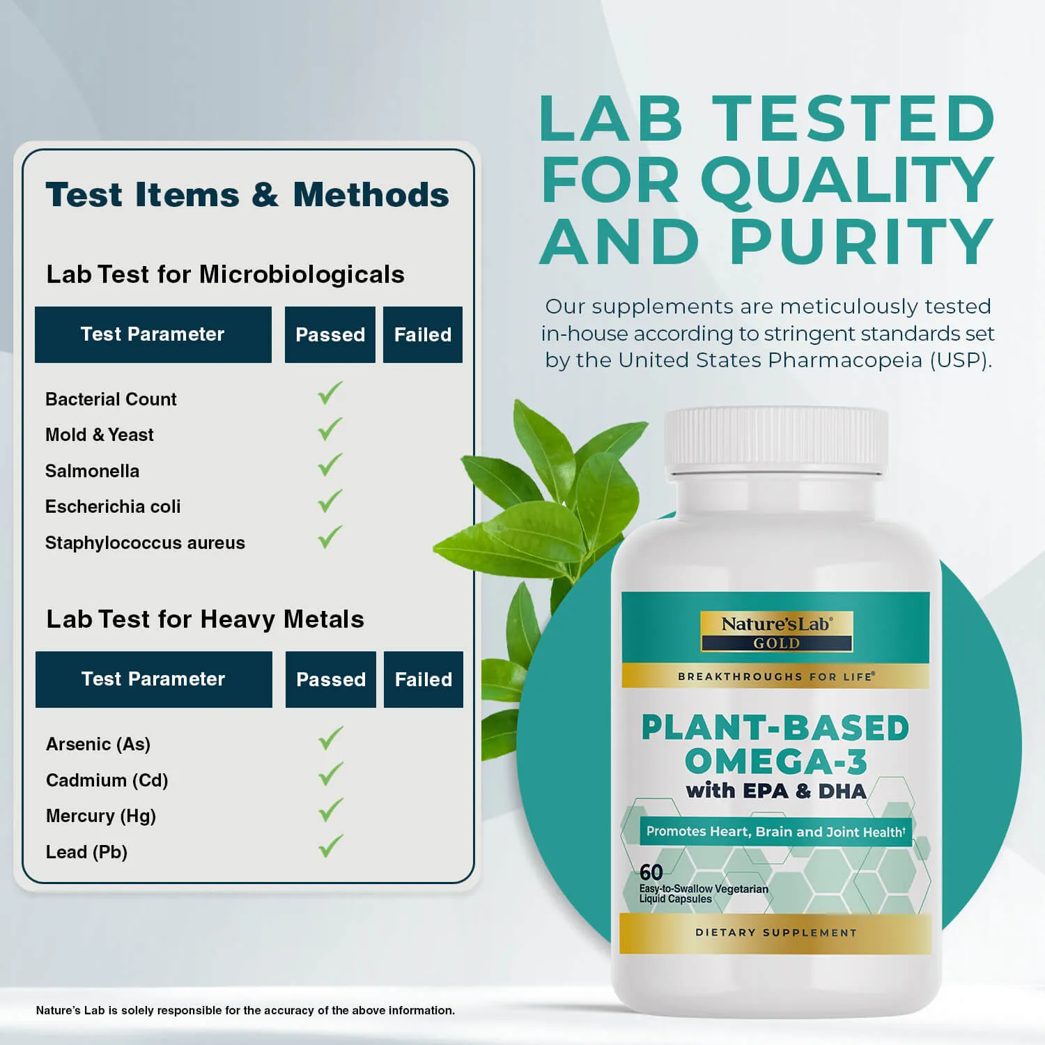 Nature's Lab Gold Plant-Based Omega-3 - 60 Liquid Capsules