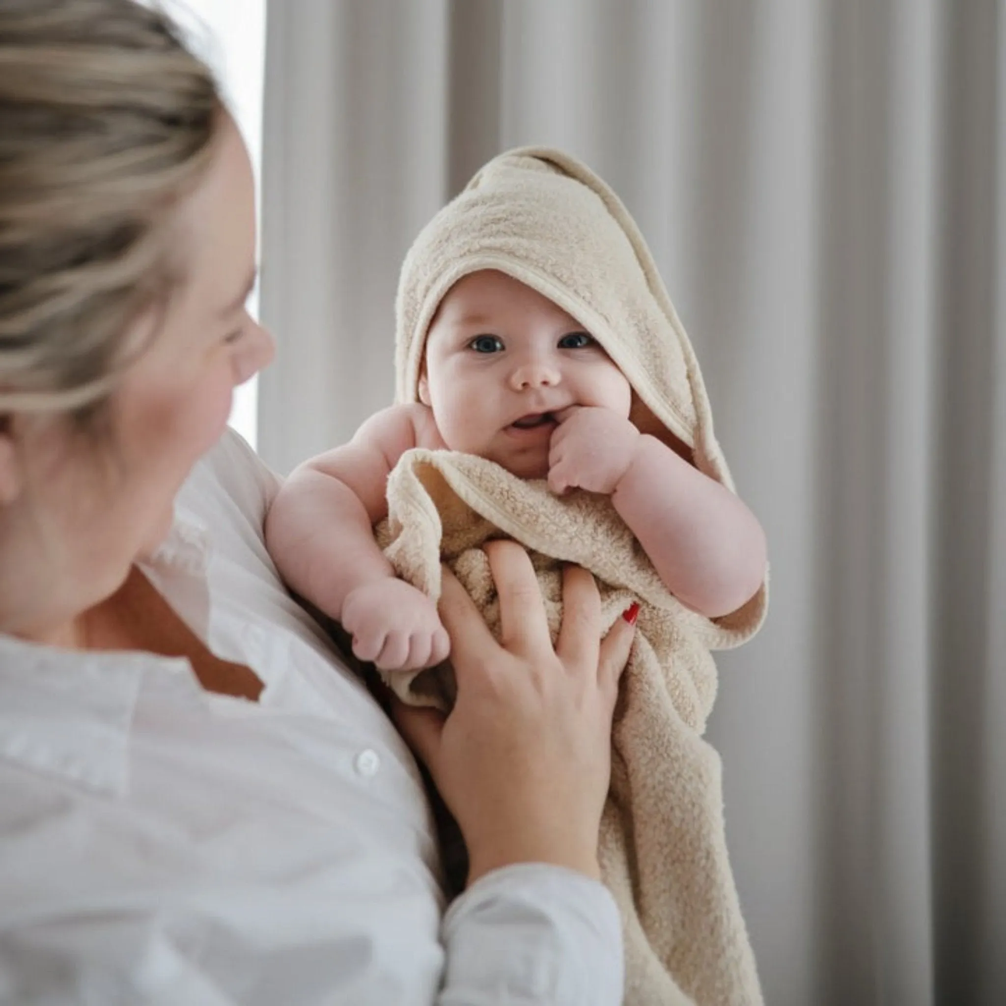 Organic Cotton Baby Hooded Towel - Fog