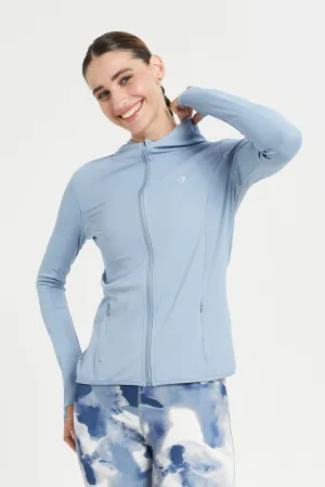 Pale Blue Zip Thrugh Performance Jacket