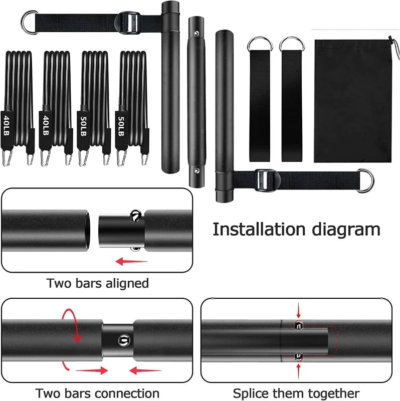 Pilates Stick Bar with Resistance Bands
