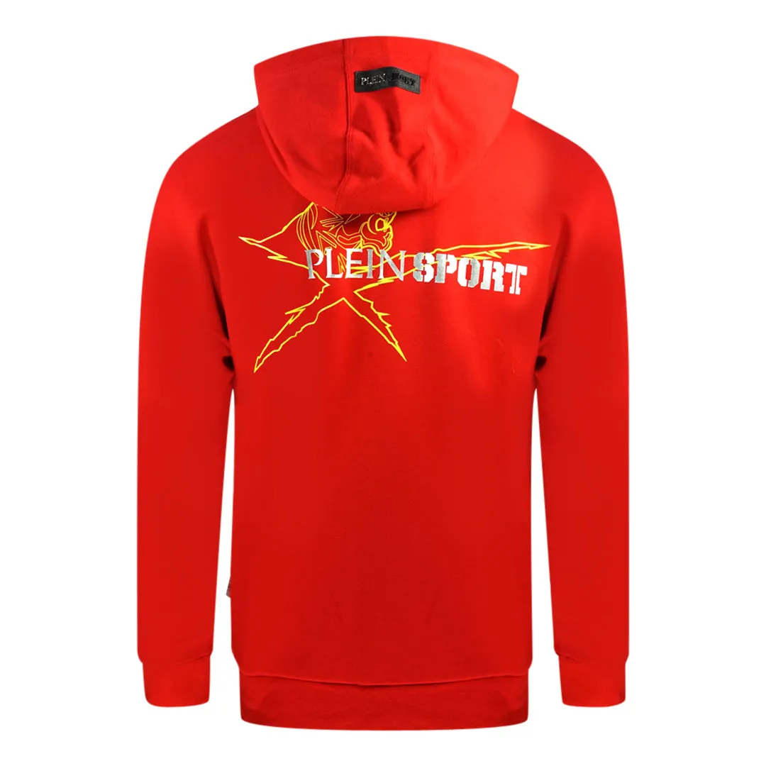 Plein Sport Block Logo On Chest Red Hoodie