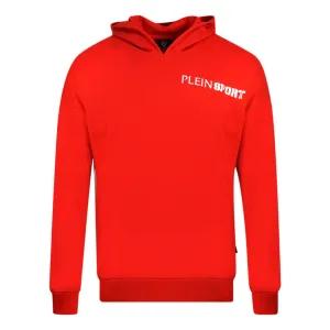 Plein Sport Block Logo On Chest Red Hoodie