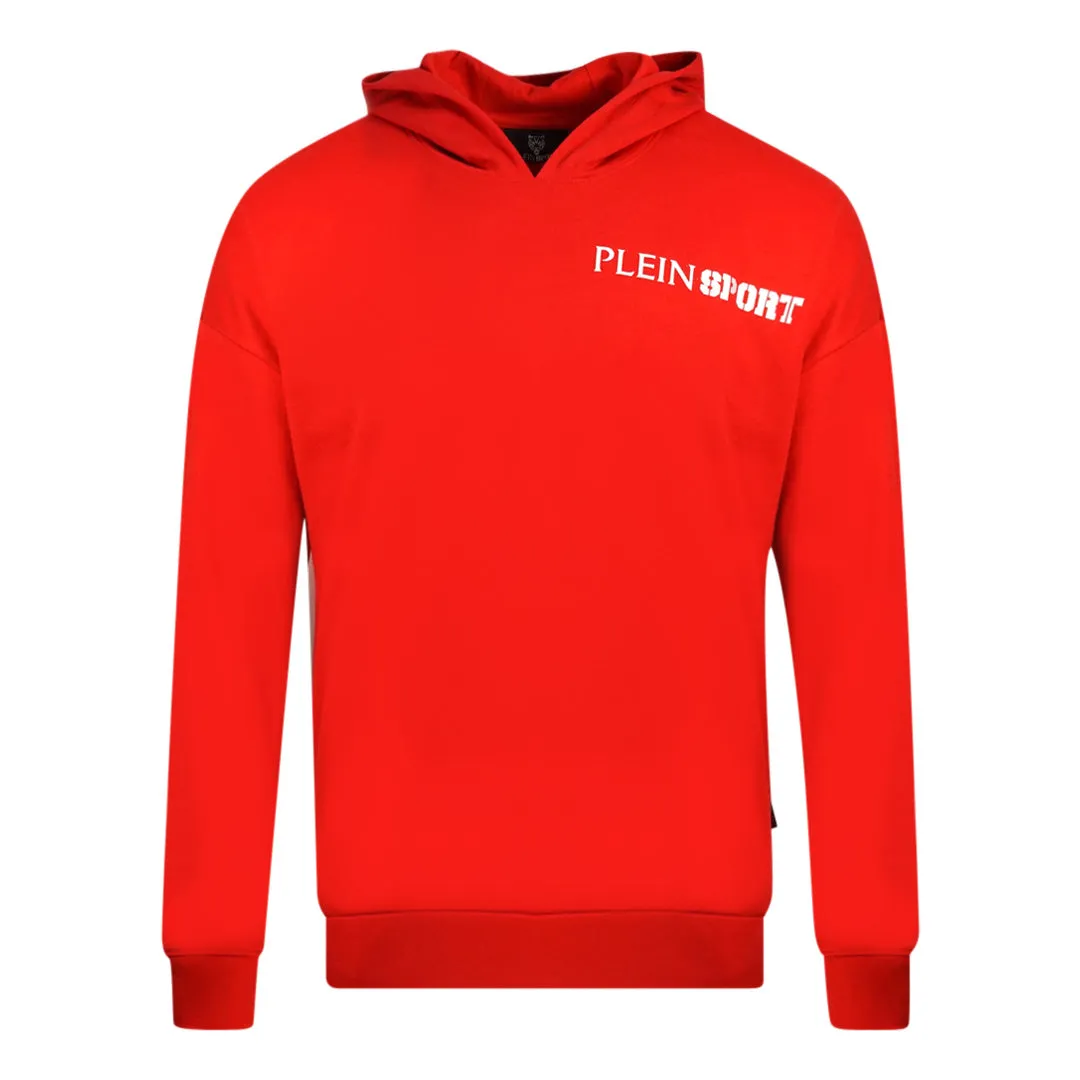 Plein Sport Block Logo On Chest Red Hoodie