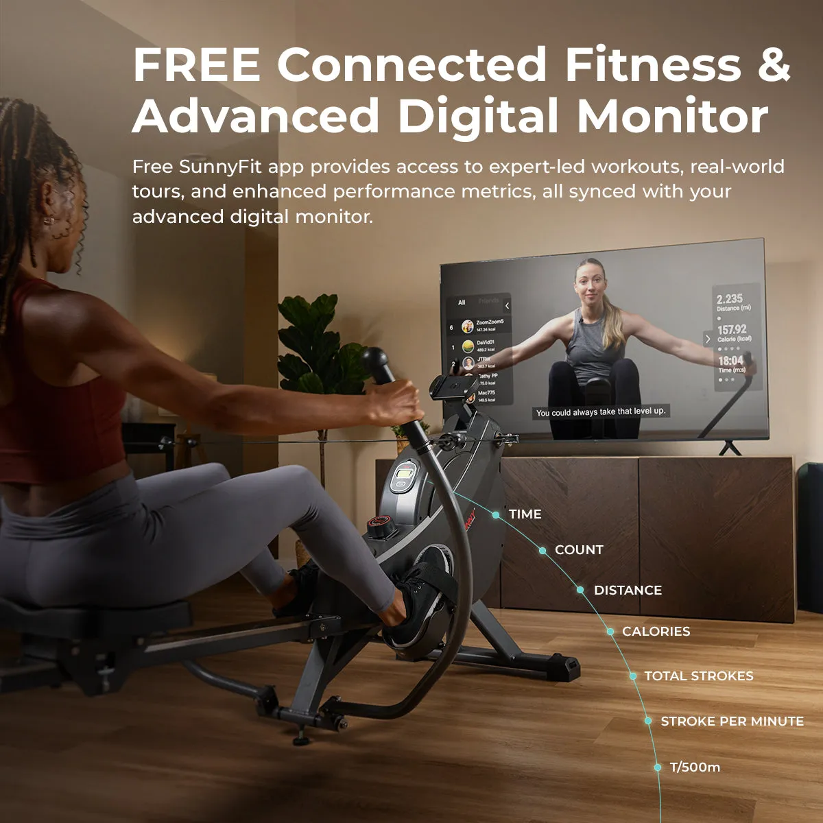 Premium Smart Full Motion Magnetic Rowing Machine