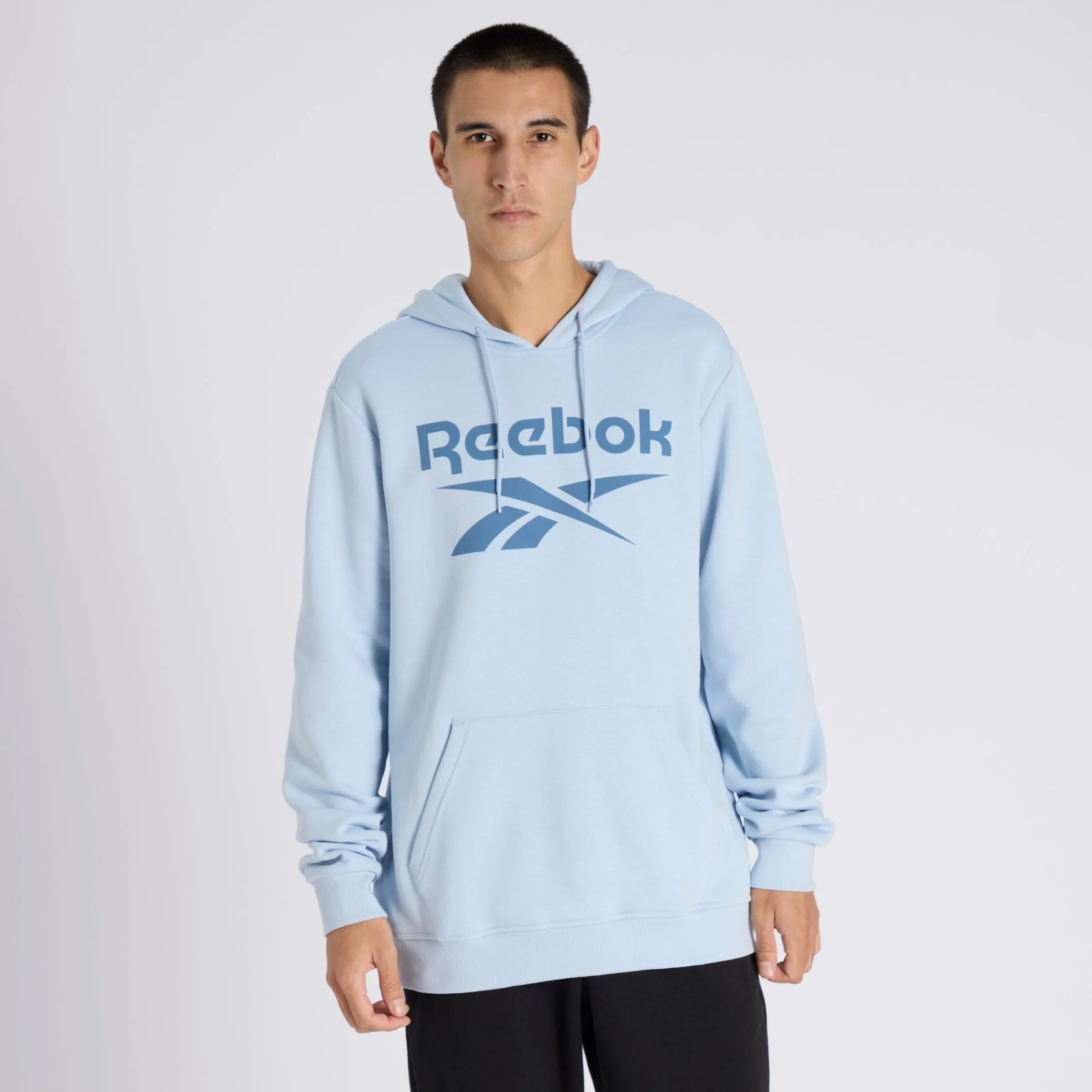 Reebok Identity Fleece Stacked Logo Pullover Hoodie Pale Blue