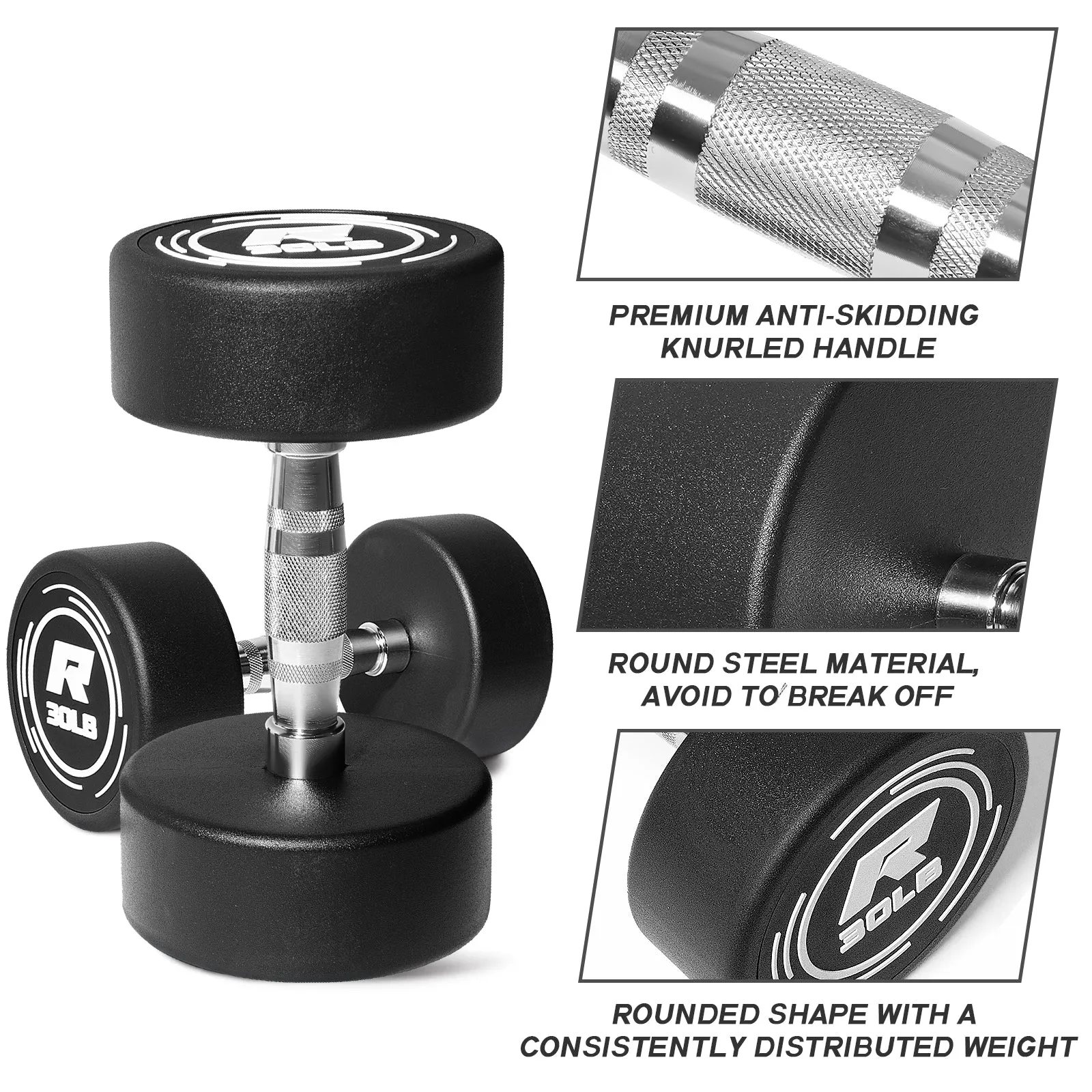 RitFit PVC-Coated Round Dumbbells in Pairs