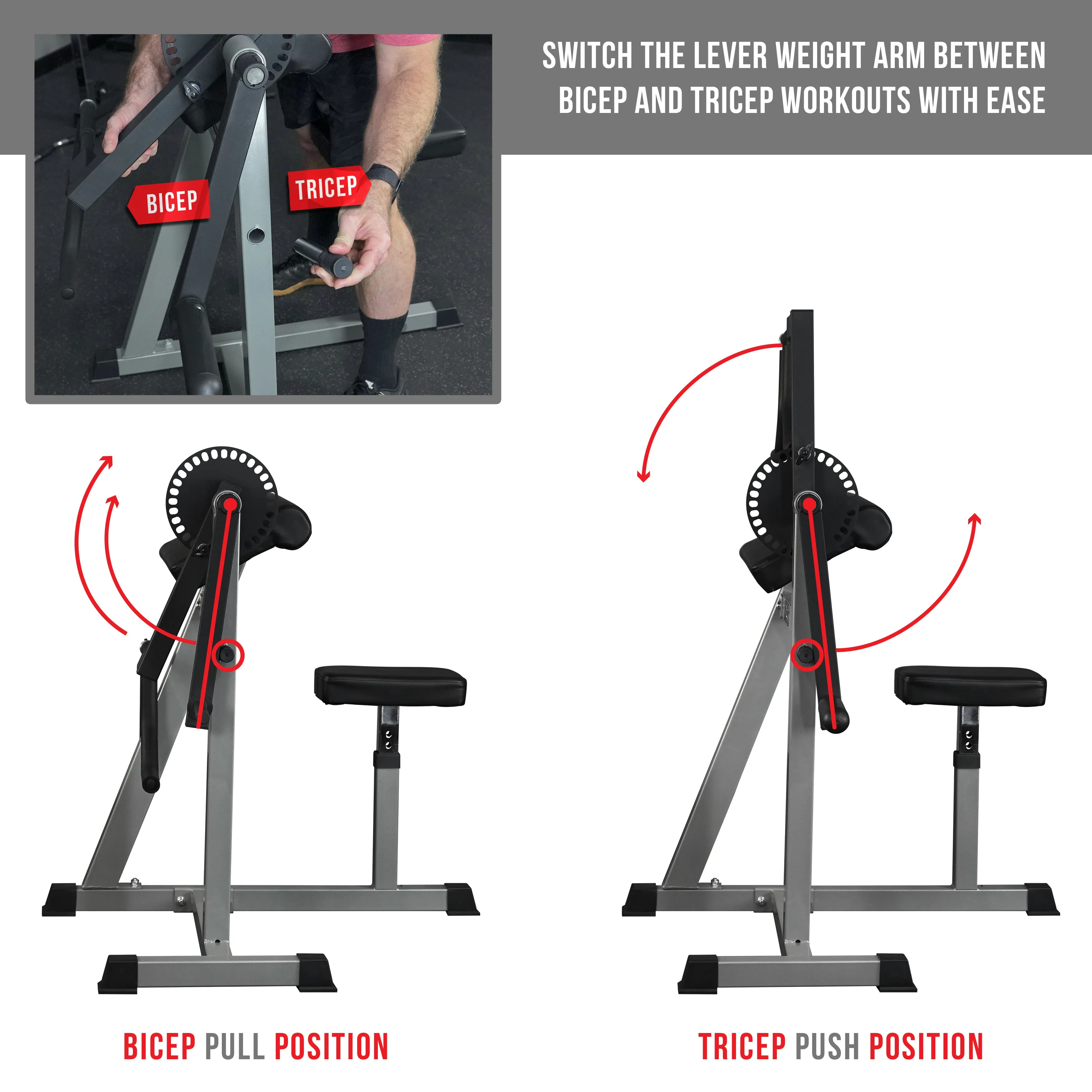 Seated Bicep - Tricep Curl Machine Plate Loaded