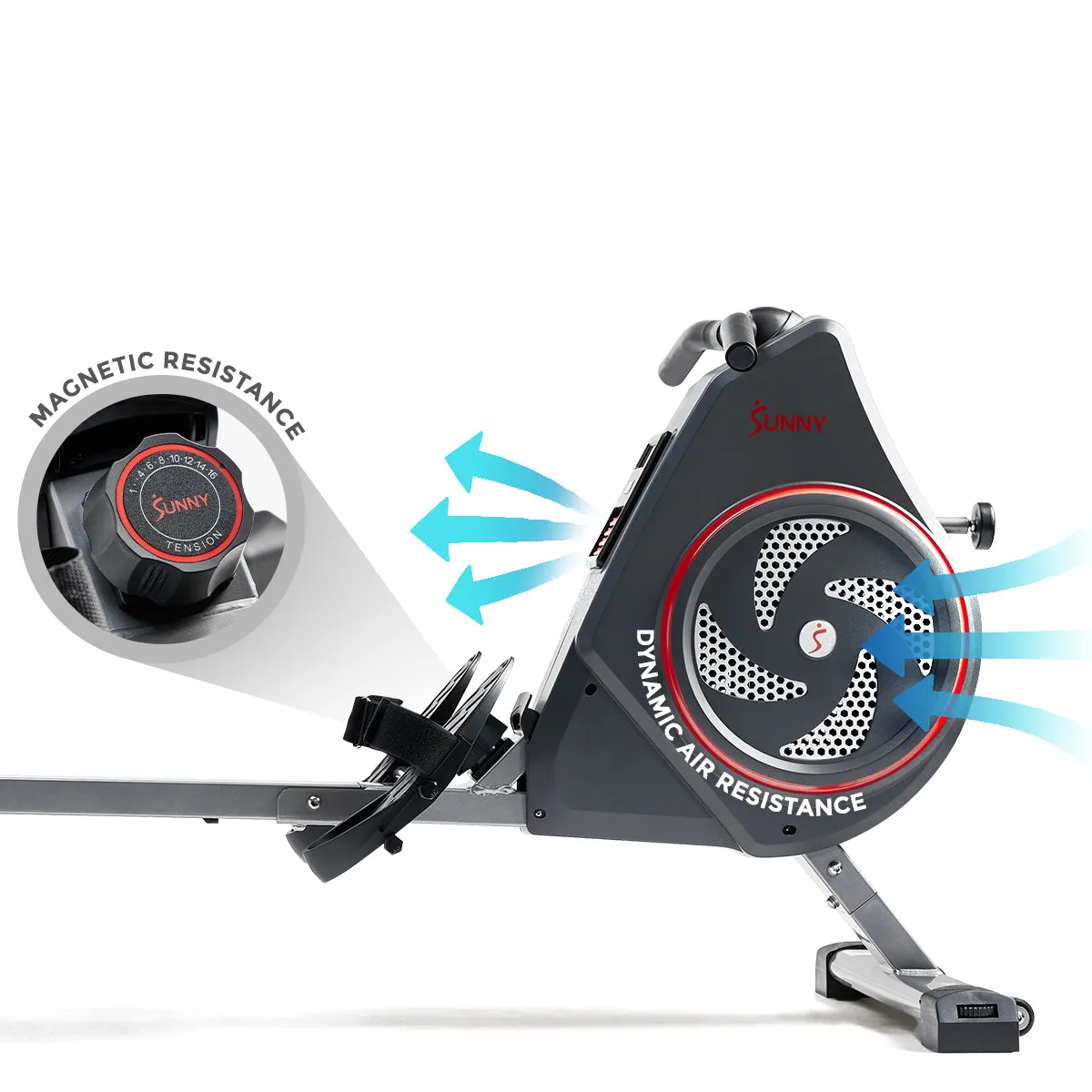 Smart Premium Air and Magnetic Resistance Exercise Rowing Machine