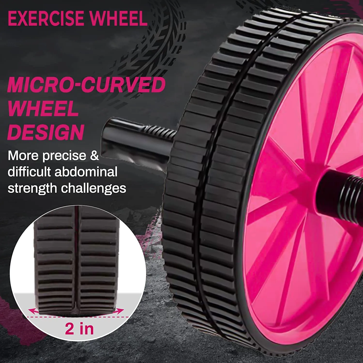 Strauss Double Wheel Ab & Exercise Roller | Anti-Skid Wheel Base, Non-Slip PVC Handles | Ideal for Home, Gym Workout for Abs, Tummy, (Pink)