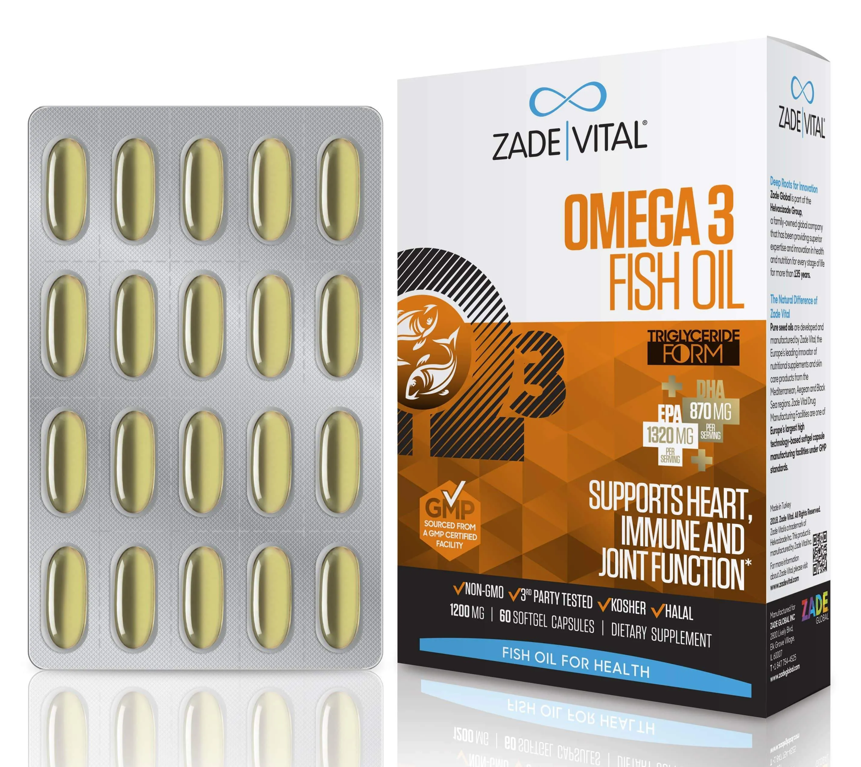 Ultra EPA DHA Omega-3 Fish Oil, 60 Softgels