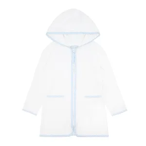 unisex white french terry hooded zipper coverup