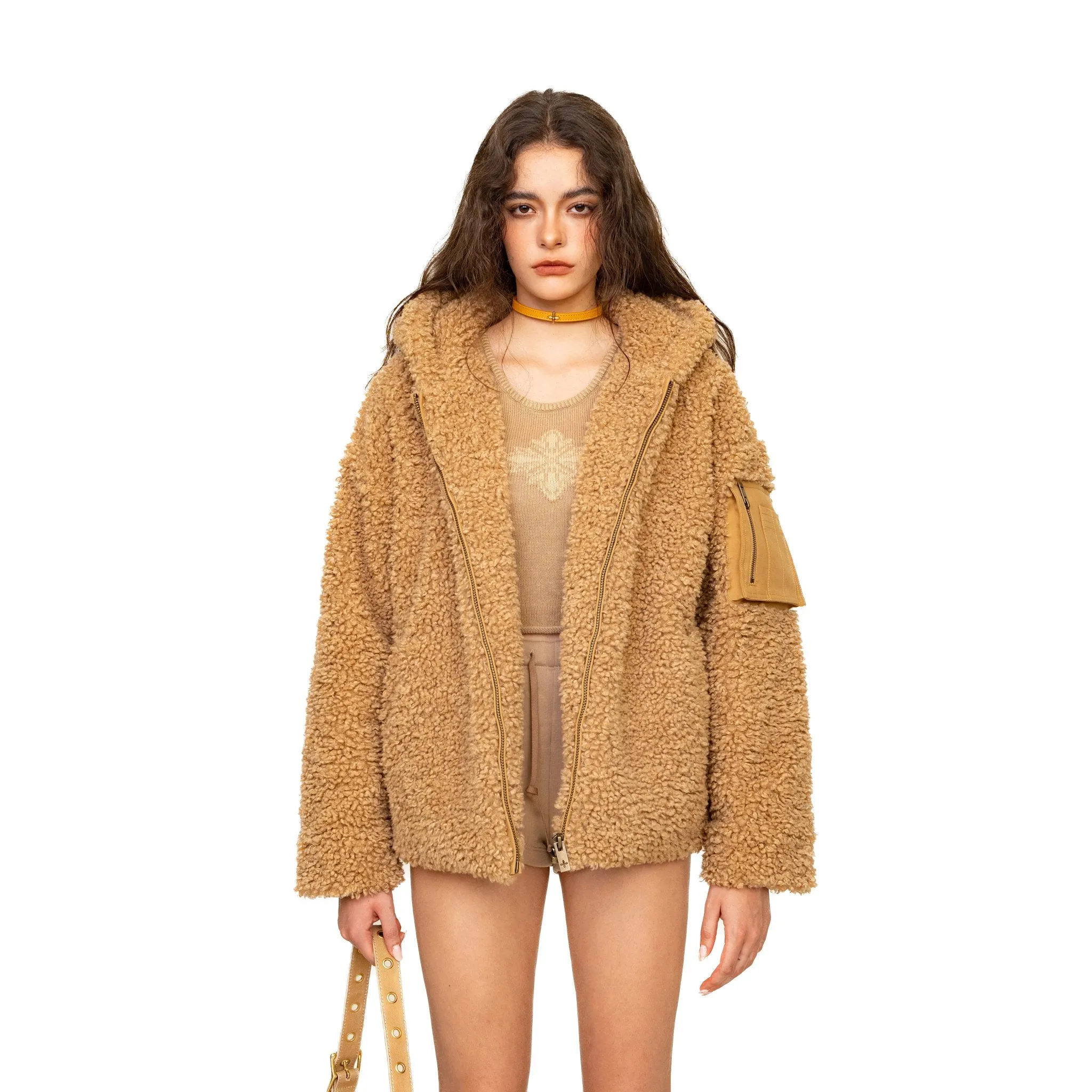 WildWorld Adventure Outdoor Faux Fur Hoodie In Wheat