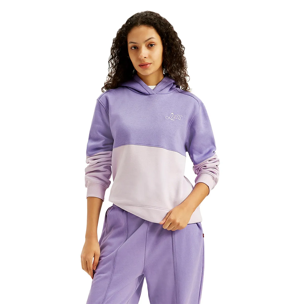 Women's Colorblock Lavender Hooded Sweatshirt